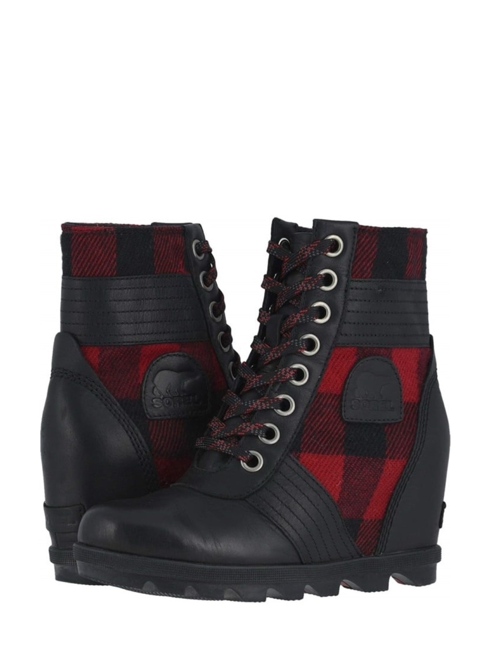 SOREL Lexie Wedge Boots in Tartan Black